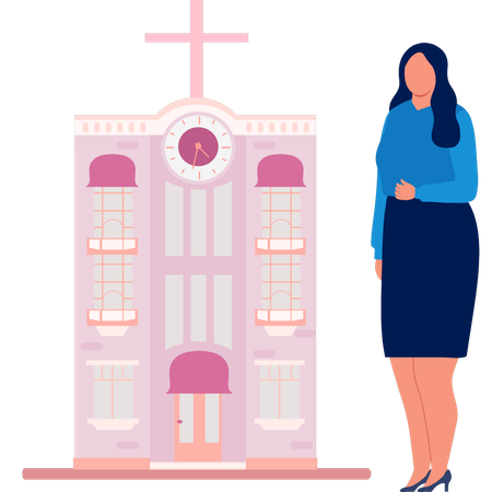 Business Woman payer church in happy sunday  Illustration