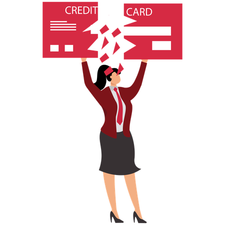 Business Woman Paying Off Debt  Illustration