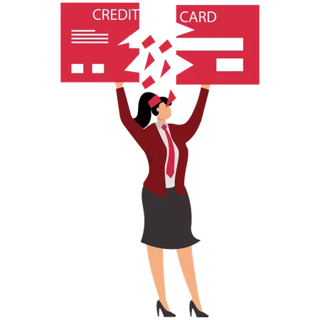 Business Woman Paying Off Debt  Illustration