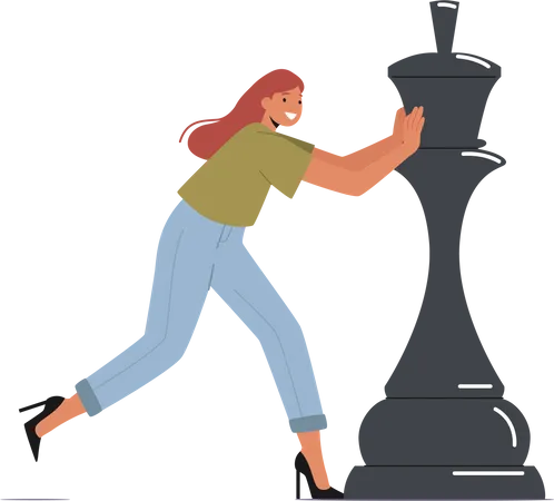 Business Woman Play Chess  Illustration