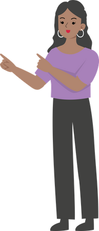 Business woman pointing both hands in left side Illustration