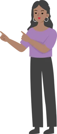Business woman pointing both hands in left side Illustration