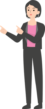 Business woman pointing both hands in left side  Illustration