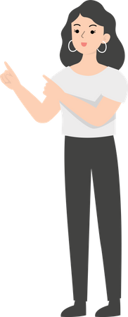 Business woman pointing both hands in left side  Illustration