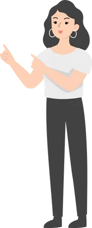 Business woman pointing both hands in left side  Illustration