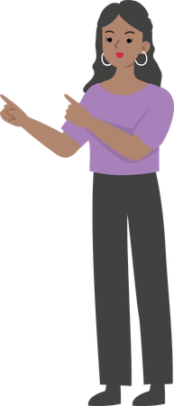 Business woman pointing both hands in left side  Illustration