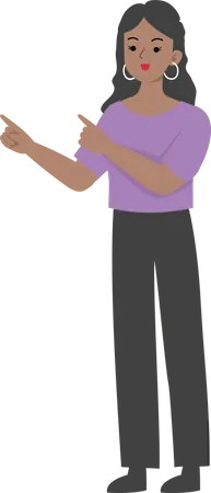 Business woman pointing both hands in left side  Illustration