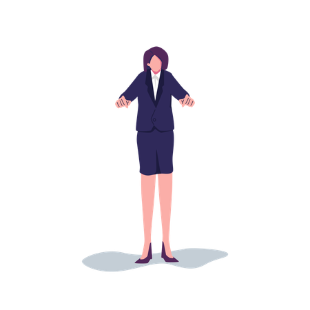 Business woman pointing finger down  イラスト