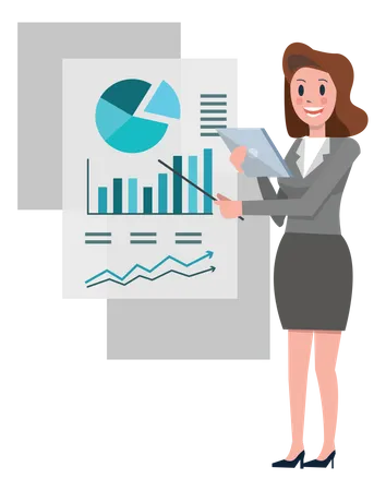 Business woman presentation with data screen  Illustration