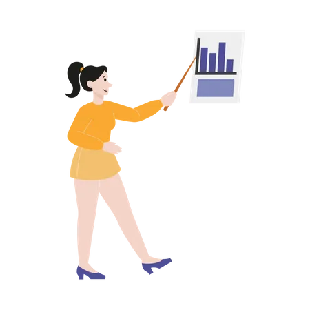 Business woman presenting analysis graph  Illustration