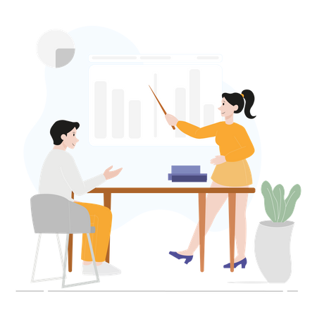 Business woman presenting analysis report  Illustration