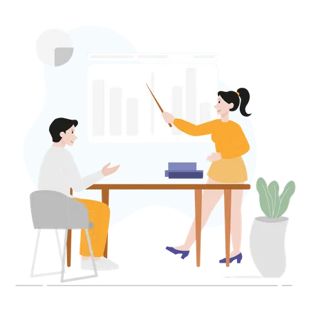 Business woman presenting analysis report  Illustration