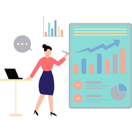 Business woman presenting business report  Illustration