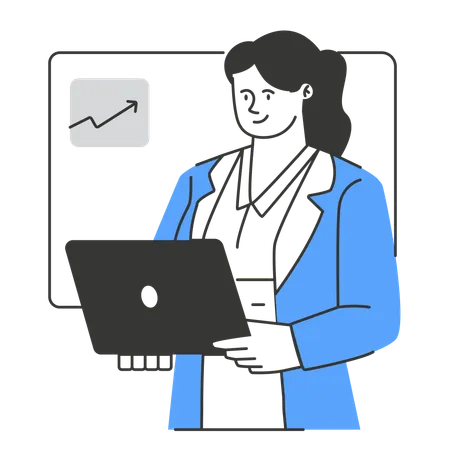 Business Woman presenting data analysis in meeting  Illustration