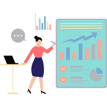 Business woman presenting business report  Illustration