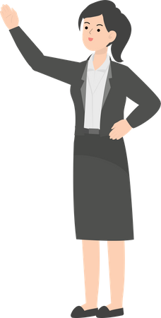 Business Woman Raising Hand  Illustration