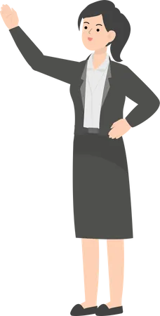 Business Woman Raising Hand  Illustration