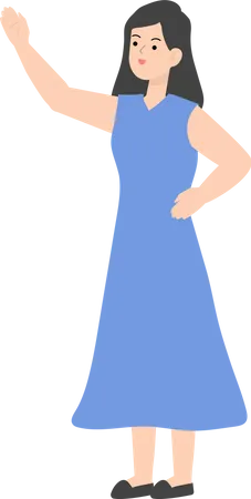 Business Woman Raising Hand  Illustration