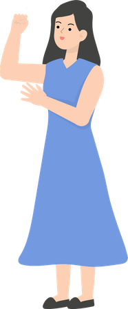 Business Woman Raising Hand  Illustration