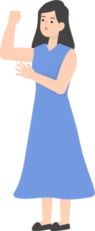 Business Woman Raising Hand  Illustration