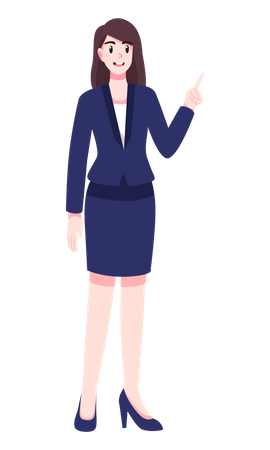 Business woman raising one finger  Illustration