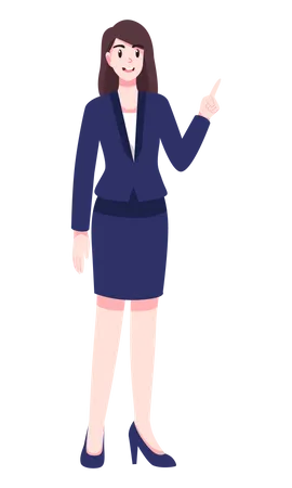 Business woman raising one finger  Illustration
