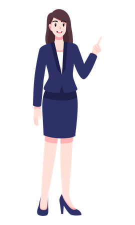 Business woman raising one finger  Illustration