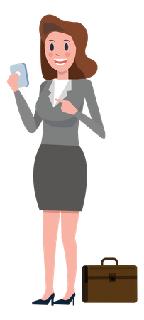 Business woman reading message on smartphone  Illustration