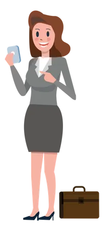 Business woman reading message on smartphone  Illustration