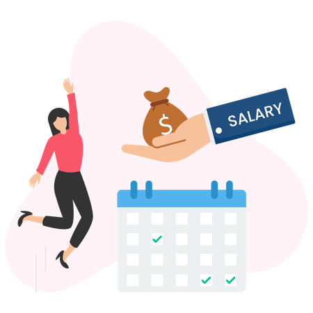 Business woman receiving Salary  Illustration