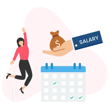 Business woman receiving Salary  Illustration