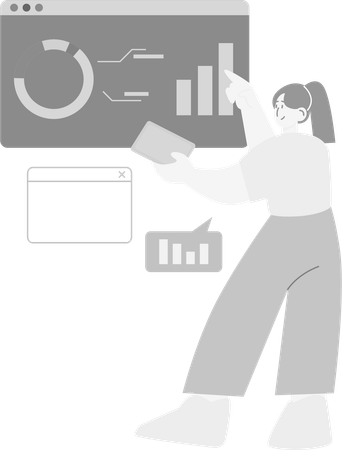Business woman Report Presentation and Research  Illustration