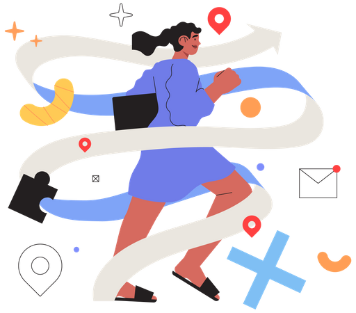 Business woman running in business race Illustration