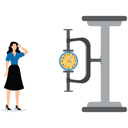 Businesswoman showing Time pressure  Illustration