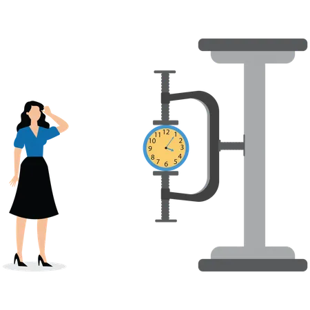 Businesswoman showing Time pressure  Illustration
