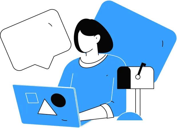 Business woman sending email  Illustration