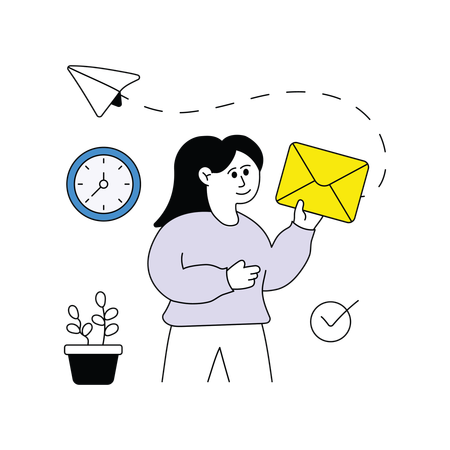 Business woman Sending Email  Illustration