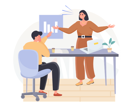 Business woman shouting at manager Illustration
