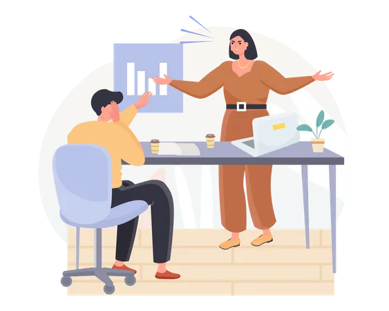 Business woman shouting at manager  Illustration