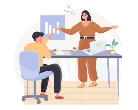 Business woman shouting at manager  Illustration