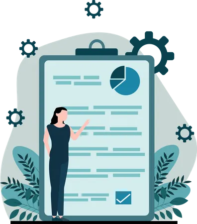 Business woman showing analysis report  Illustration