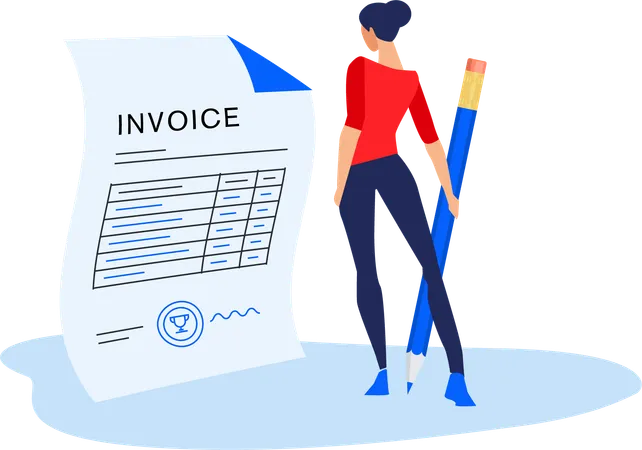 Business woman singing invoice  Illustration