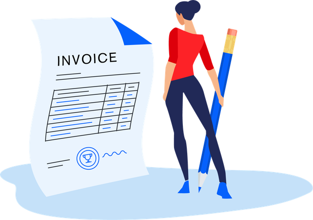 Business woman singing invoice  Illustration