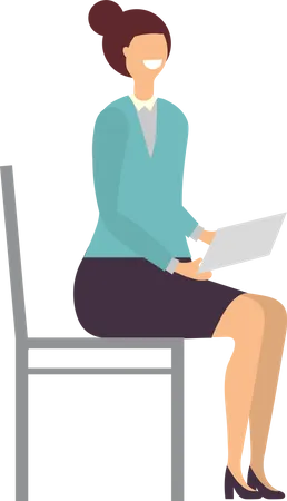 Business woman sitting on chair with report Illustration
