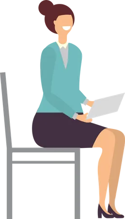 Business woman sitting on chair with report  Illustration