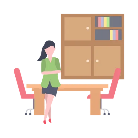 Business woman standing in her office  Illustration