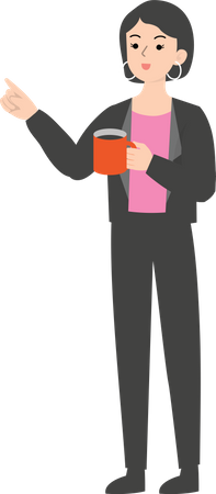 Business woman standing with coffee cup Illustration