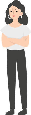 Business woman standing with folded hands Illustration