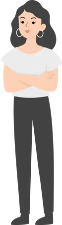 Business woman standing with folded hands  Illustration