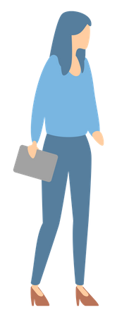Business woman standing with tablet Illustration